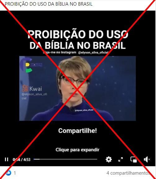 Não há lei ou projeto de lei que proíba o uso da Bíblia no Brasil - Reprodução