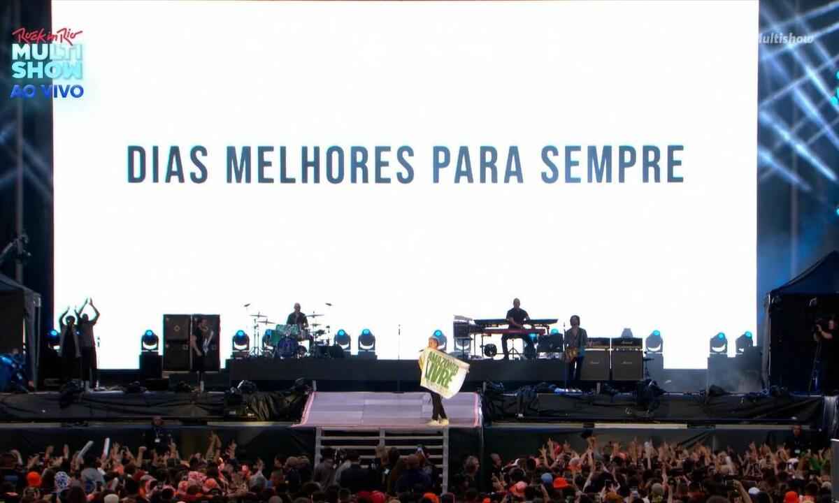'Salve a Serra do Curral', pede Flausino, do Jota Quest, no Rock in Rio - Reprodução/Globoplay