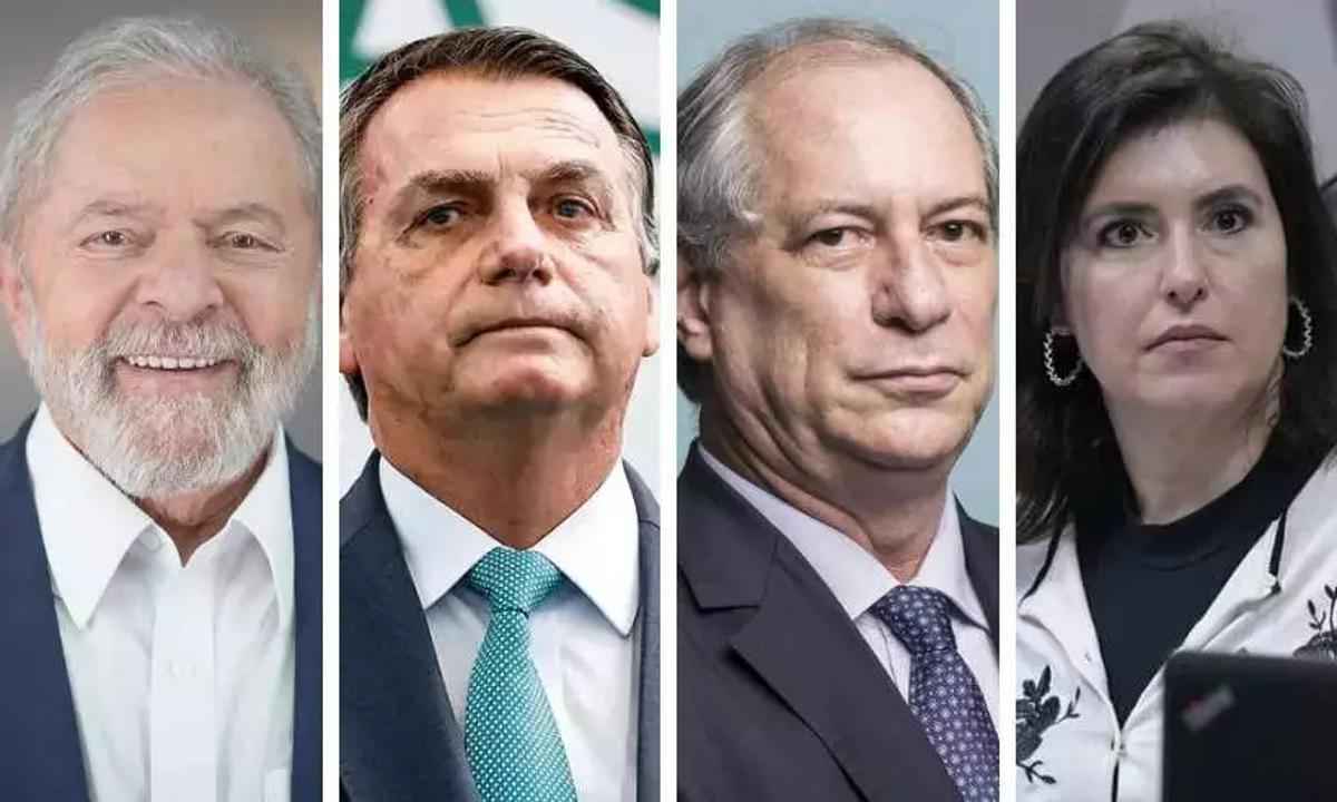 Semana terá nove pesquisas para presidente e quatro para governador - Ricardo Stukert/PT; Alan Santos/PR; PDT/Divulgação; Agência Senado/Reprodução