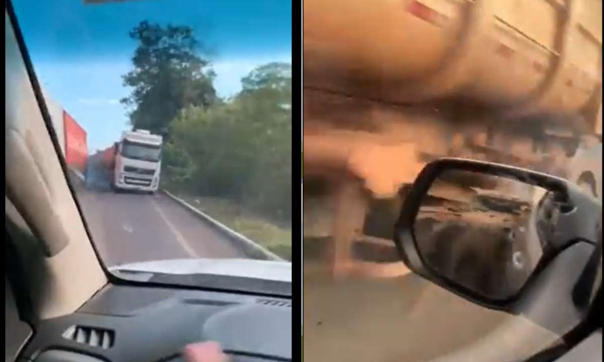 Vídeo: motorista se salva de carreta desgovernada - Reprodução / Twitter