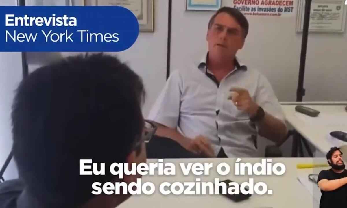 Bolsonaro em vídeo no programa do PT: 'Queria ver o índio sendo cozinhado' - Reprodução