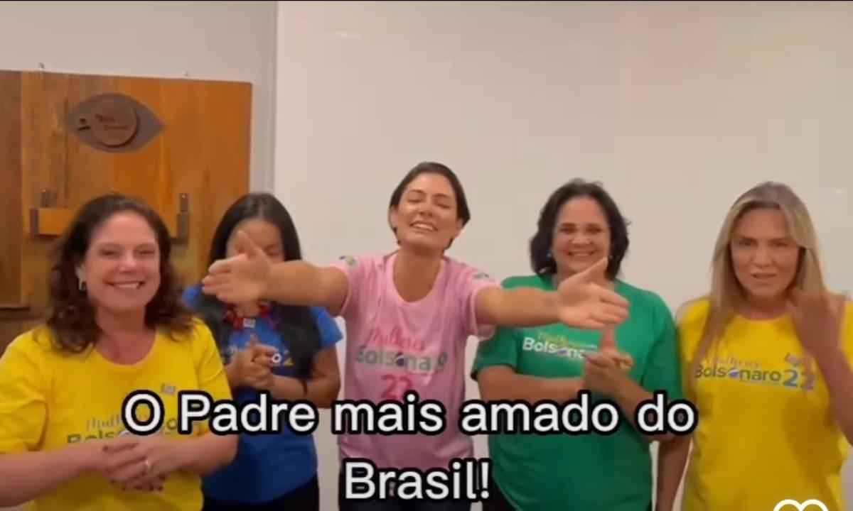 Em vídeo, Michelle Bolsonaro chama Kelmon de 'padre mais amado do Brasil' - Reprodução/Instagram/Michelle Bolsonaro