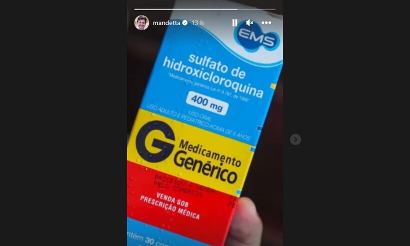 Após derrota de Bolsonaro, Mandetta posta foto de caixa de cloroquina - Reprodução/Instagram Mandetta
