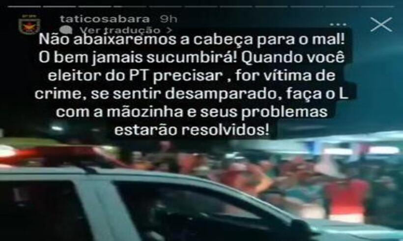 'Se for vítima de crime, faça o L', diz perfil ligado à PM em Sabará - Reprodução/redes sociais 