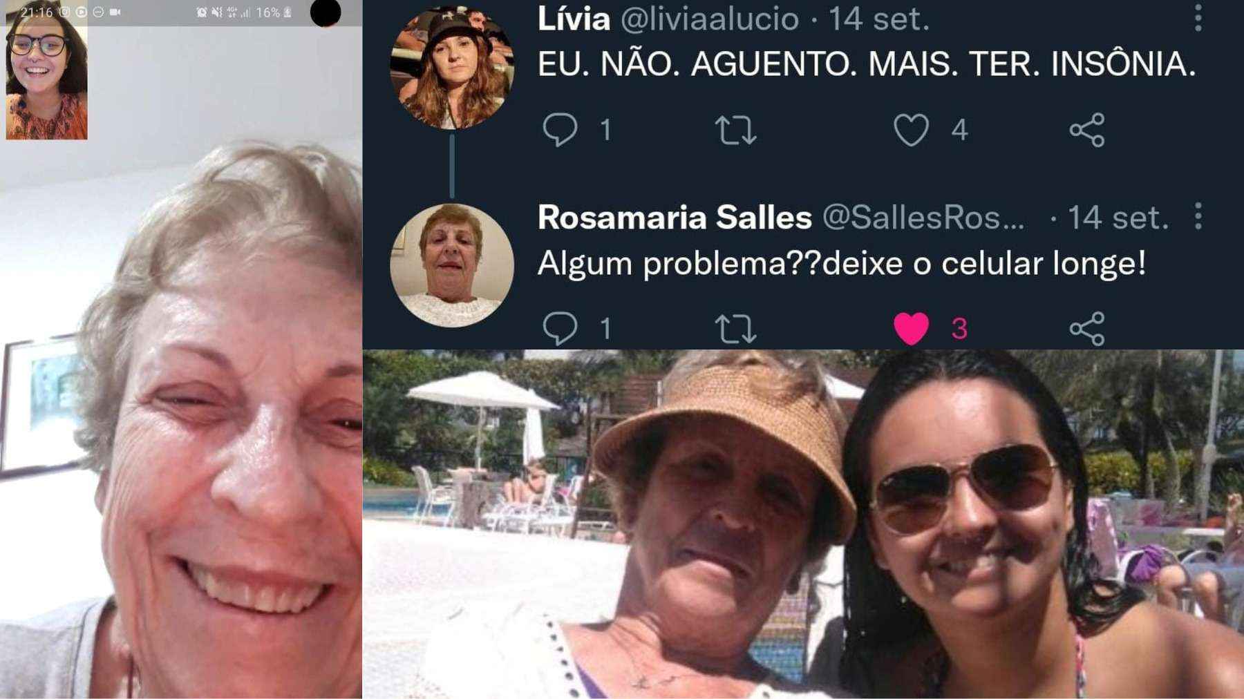 Vovó viraliza com perfil 'sem papas na língua' no Twitter - Reprodução Redes Sociais e Arquivo Pessoal 