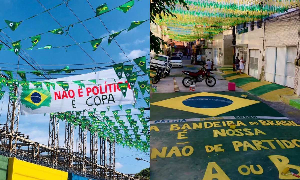 Torcedores evitam política na decoração de ruas para a Copa do Mundo - Reprodução/Redes Sociais