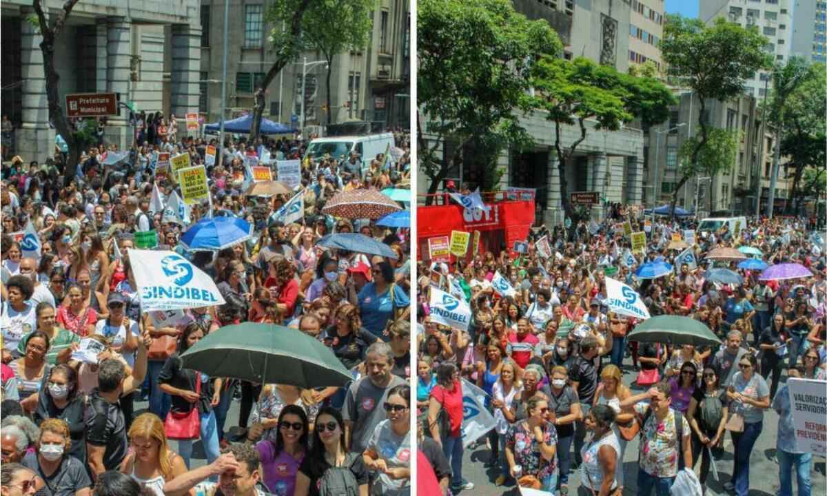 Servidores municipais protestam contra reforma da previdência em BH - Sindibel/ Reprodução