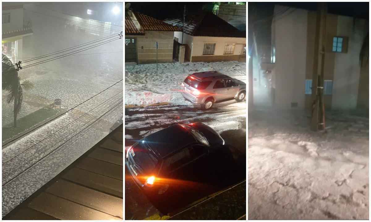 Vídeo: Chuva de granizo destelha casas e 'atola carros' no gelo em Minas - Redes sociais/Reprodução