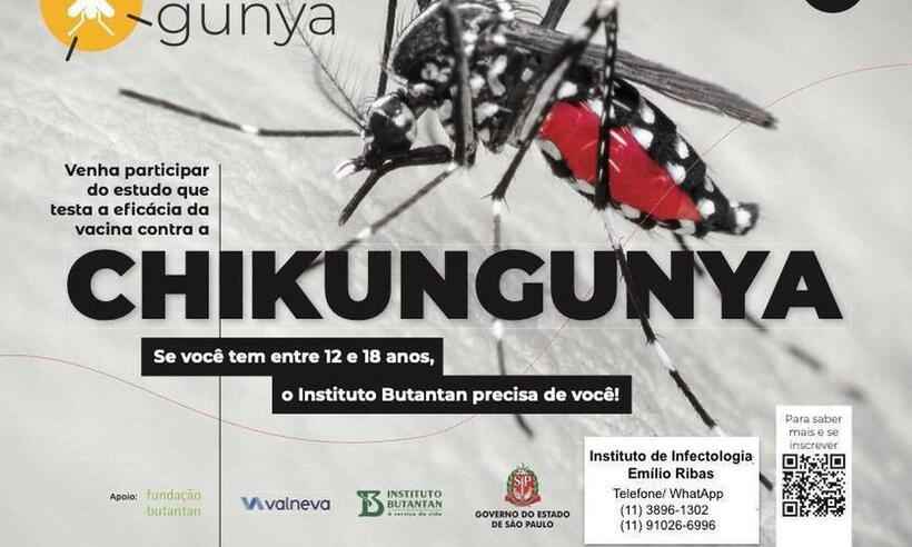 Instituto recruta voluntários para teste de vacina contra chikungunya - Emílio Ribas/Divulgação