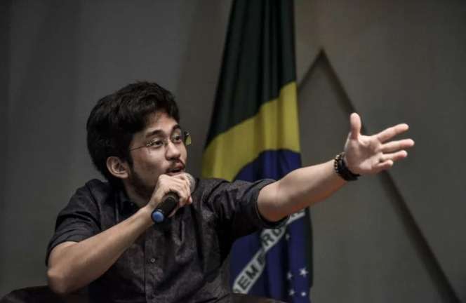 Kim Kataguiri sofre agressão em debate na Unifesp - Lucas Lacaz/Agência Brasil