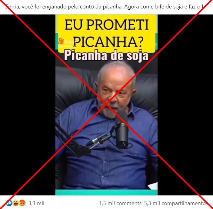 Fala de Lula sobre 'bife de soja' foi editada; ele descrevia opções de lazer para a população