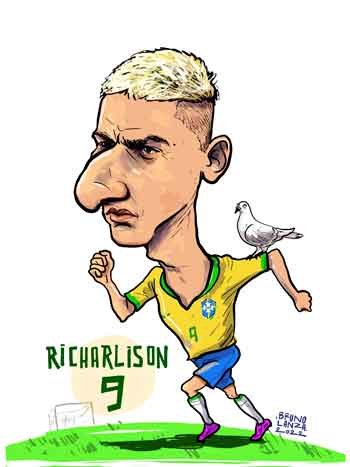 A cada jogo da Copa, artista plástico faz caricatura dos atletas do Brasil - Bruno Lanza/Divulgação  