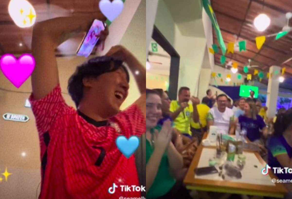Brasil x Coreia: veja a reação do marido coreano de uma brasileira em bar - Reprodução Redes Socias