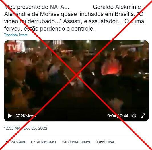 Vídeo de Alckmin e Moraes sendo hostilizados foi gravado em 2016 - Reprodução