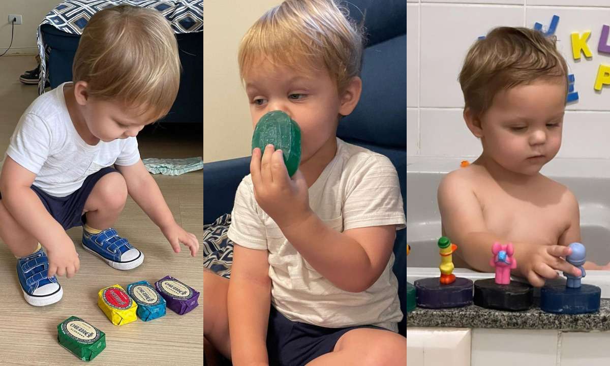 Menino de dois anos viraliza ao brincar com sabonetes - Reprodução / Twitter / Anielle Casagrande
