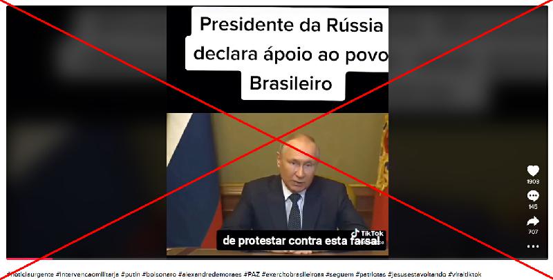 Vídeo de Putin de 2022 sobre guerra é associado a invasões em Brasília - Reprodução