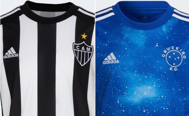 Camisas de Atlético e Cruzeiro lançadas pela Adidas no ano de 2022 -  (crédito: Divulgação/Adidas)