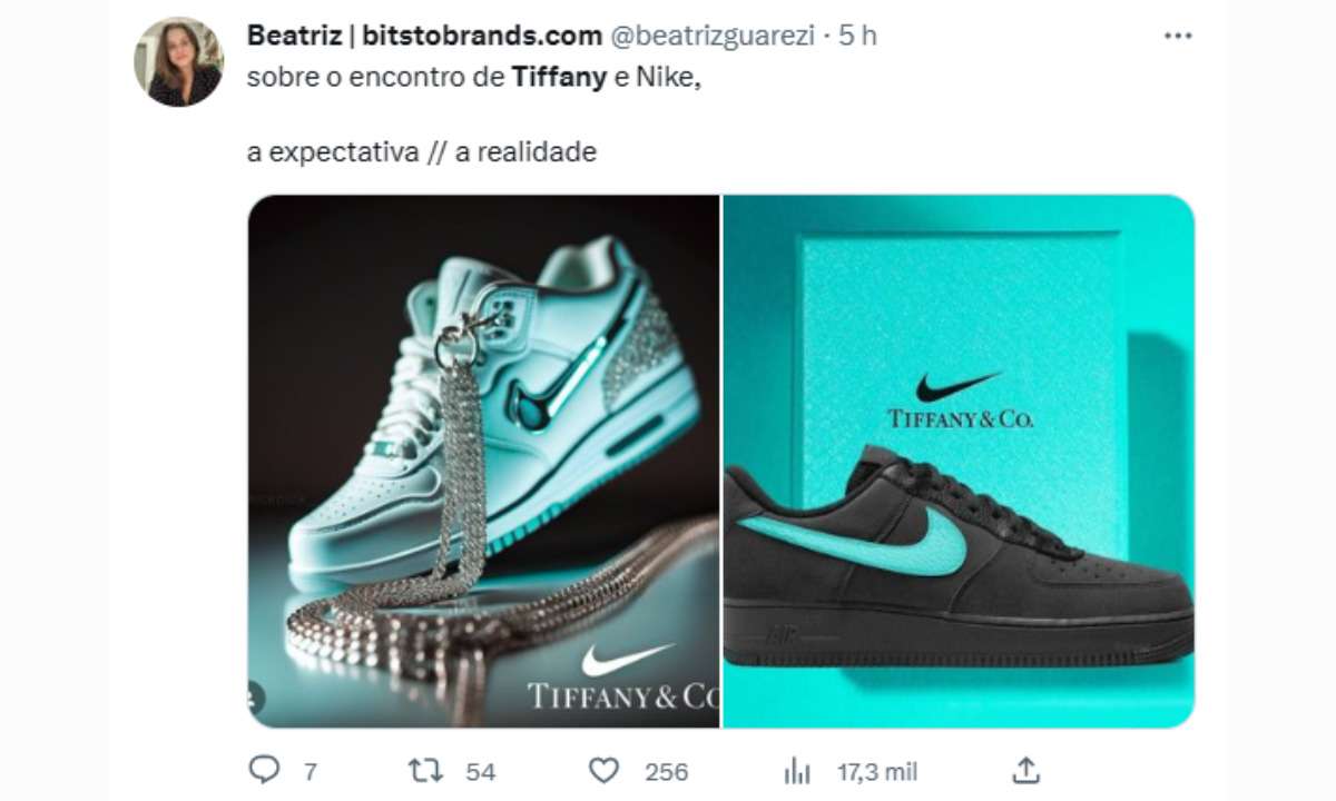 Decepcionou: tênis da parceria da Nike com a Tiffany desagrada a internet - Reprodução /Twitter