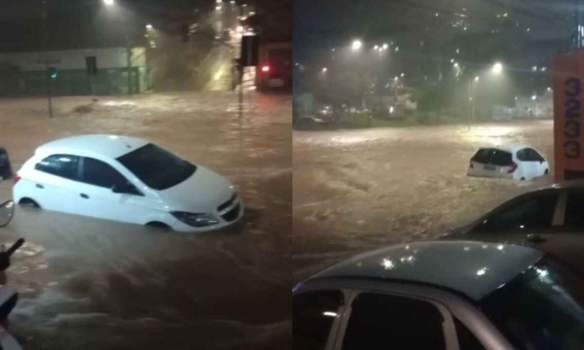 Vídeo: avenida Vilarinho é alagada por causa da chuva desta quarta-feira - Reprodução