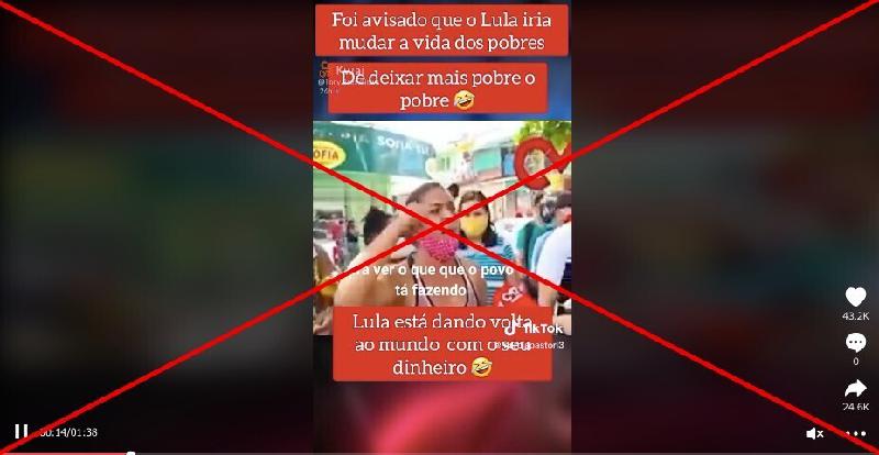 Vídeo que mostra eleitora arrependida é de 2020 e não está relacionado ao governo Lula