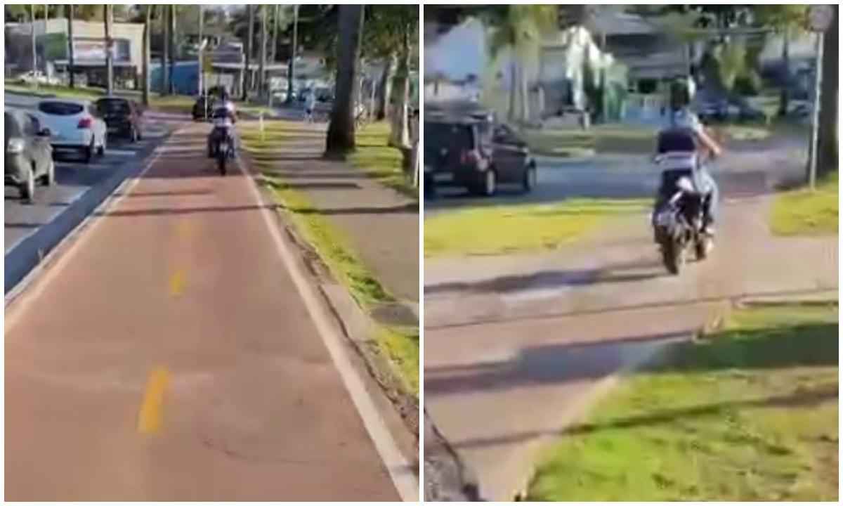 Vídeo: homem é flagrado de moto na ciclovia da Lagoa da Pampulha - Redes sociais/Reprodução