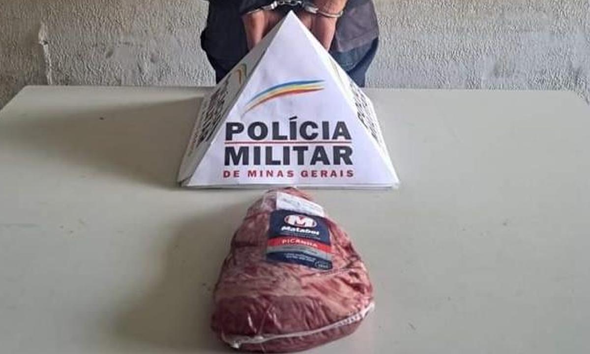 Homem é preso por furtar peça de picanha para consumir drogas - PMMG/Divulgação
