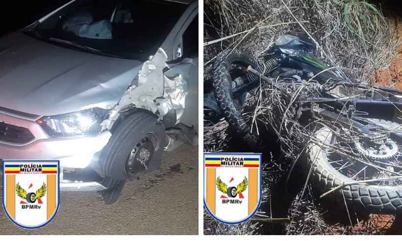 Motociclista morre em batida com carro no Norte de Minas - PMRv/Divulgação