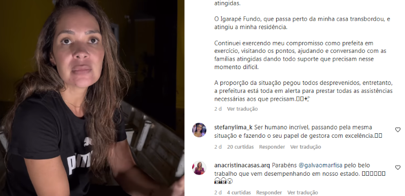 Casa da vice-prefeita de Rio Branco alaga com as chuvas fortes no Acre - Instagram/Reprodução 