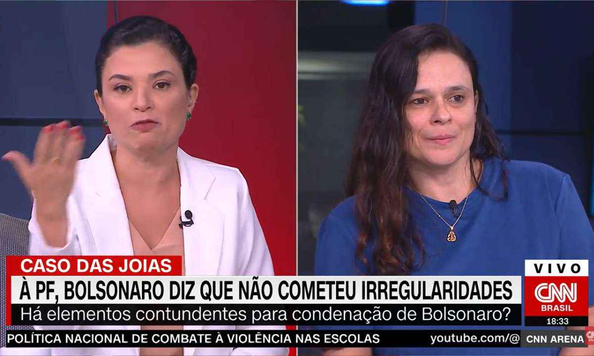 Janaína Paschoal e jornalista discutem sobre caso das joias de Bolsonaro - CNN Brasil / reprodução