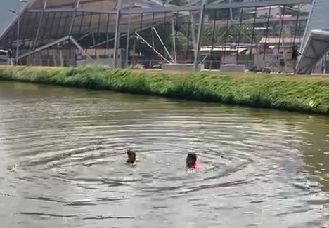 Homem sobrevive ao ficar 20 minutos submerso em lagoa na Grande BH - Corpo de Bombeiros/Divulgação