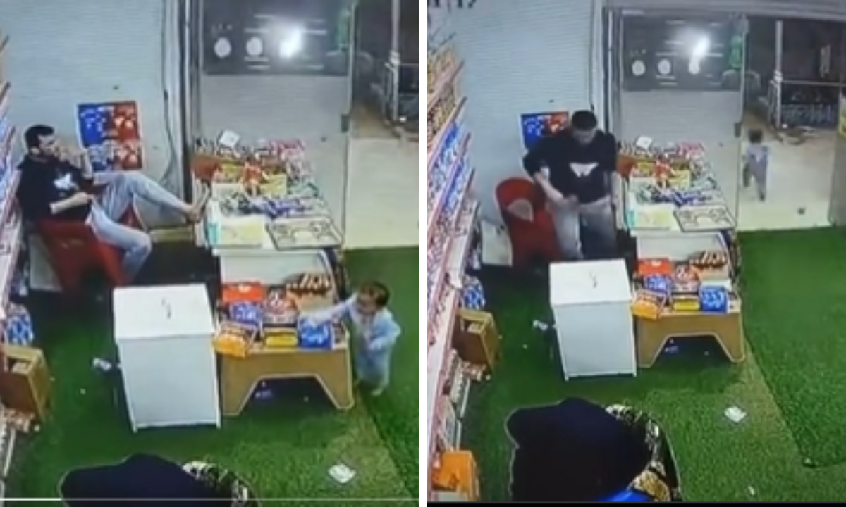 Bebê é flagrado 'furtando' doce em loja de conveniência - Reprodução / redes sociais