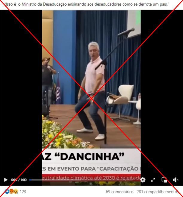 Homem fazendo 'dancinha' em evento não é o ministro da Educação - Reprodução