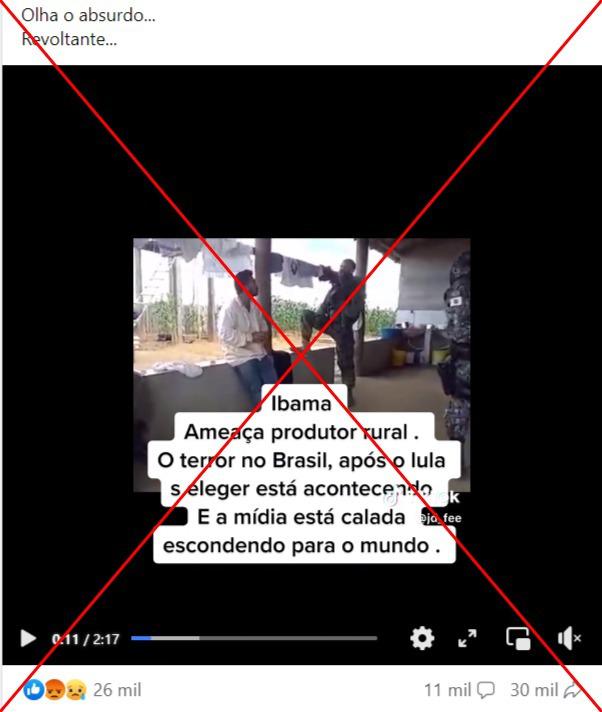 Vídeo que mostra operação de fiscais do Ibama é de 2020, e não 'após o Lula se eleger'