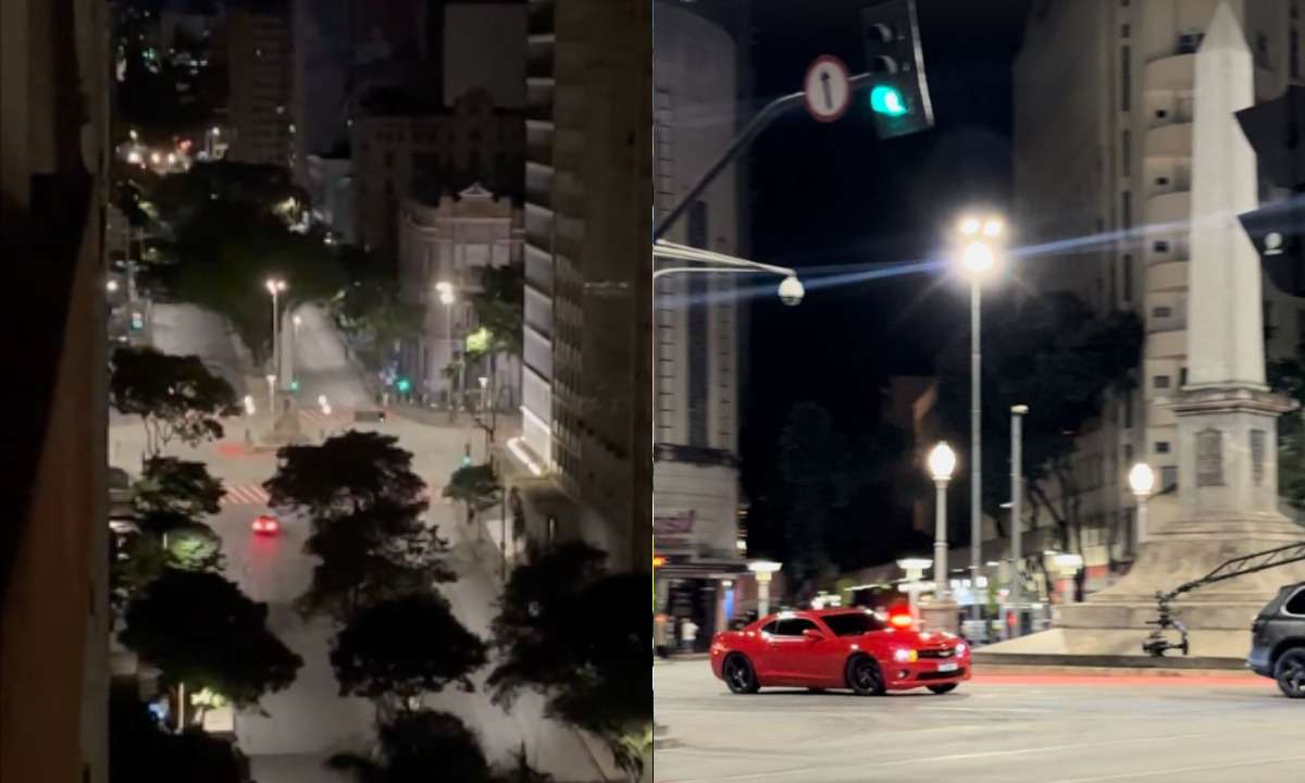 Moradores flagram carro fazendo drift na Praça Sete: 'Velozes e furiosos' - Reprodução / Redes sociais