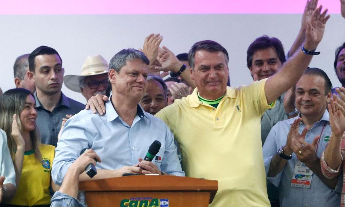 Com Bolsonaro, Tarcísio fala em cadeia para invasores de terra - MIGUEL SCHINCARIOL/AFP