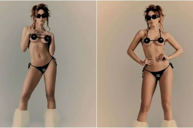 Anitta: veste biquíni desenhado por Karl Lagerfeld no Met Gala - Rede Social/Reprodução