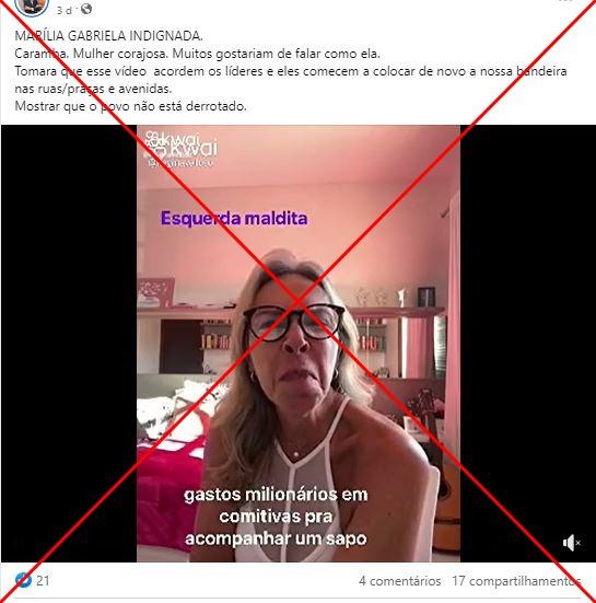 Blogueira que critica comitiva de Lula em vídeo é novamente confundida com Marília Gabriela