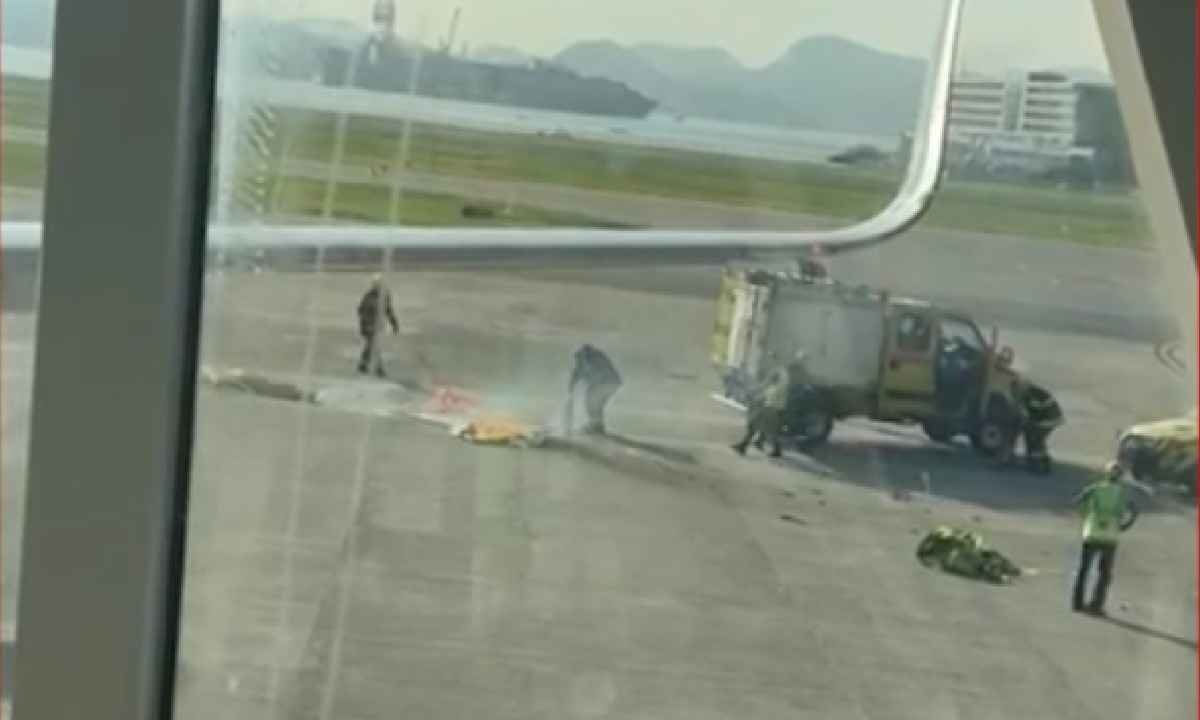 Balão cai em aeroporto no Rio e provoca chamas em avião - Reprodução