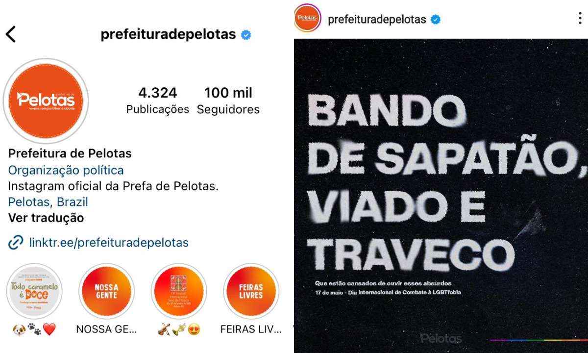 Prefeitura de Pelotas é criticada por campanha contra LGBTfobia - Reprodução/Redes sociais
