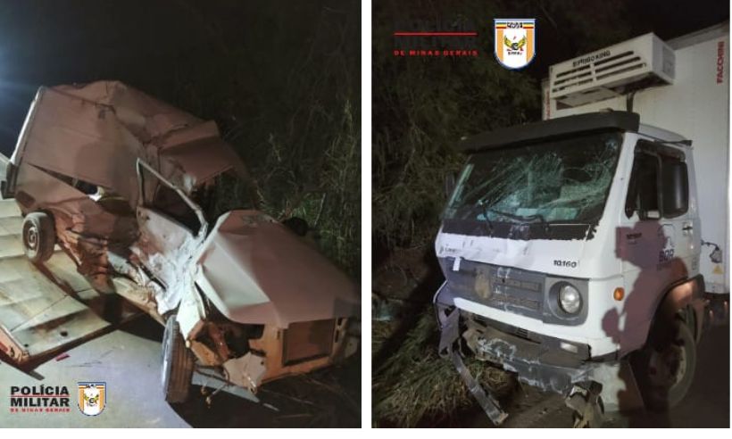 Acidente entre caminhão e fiorino mata motorista em rodovia de Minas - PMRv/Divulgação