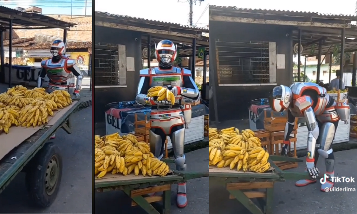 'Não tá fácil pra ninguém!'  Vídeo flagra 'Jaspion' vendendo bananas no PA - Reprodução / TikTok