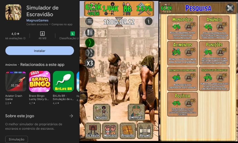'Simulador de escravidão': jogo 'ensinava' a comprar e punir escravos  - Play Store/Reprodução