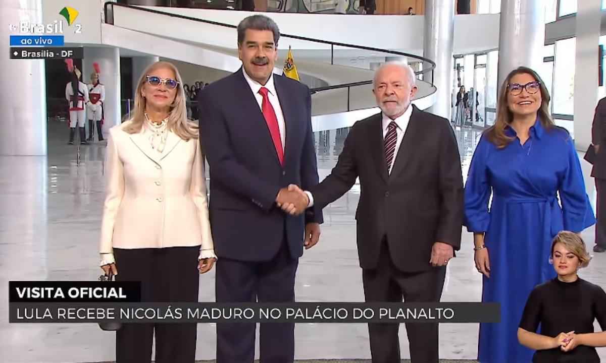 Lula recebe Maduro no Palácio do Planalto: 'Calorosa acolhida' - Reprodução/TV Brasil