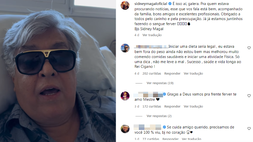 Sidney Magal teve sangramento no cérebro após hipertensão arterial, diz boletim - Instagram/Reprodução 