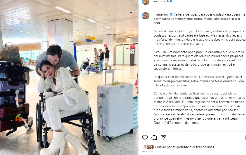 Maíra Cardi sobre problema na coluna: ''Vou ter que operar"; entenda - Instagram/Reprodução 