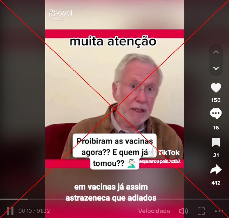 Vacinas anticovid não foram proibidas; vídeo distorce recomendação