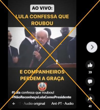 'Político quando rouba, submerge': posts mostram fala incompleta de Lula - reprodução