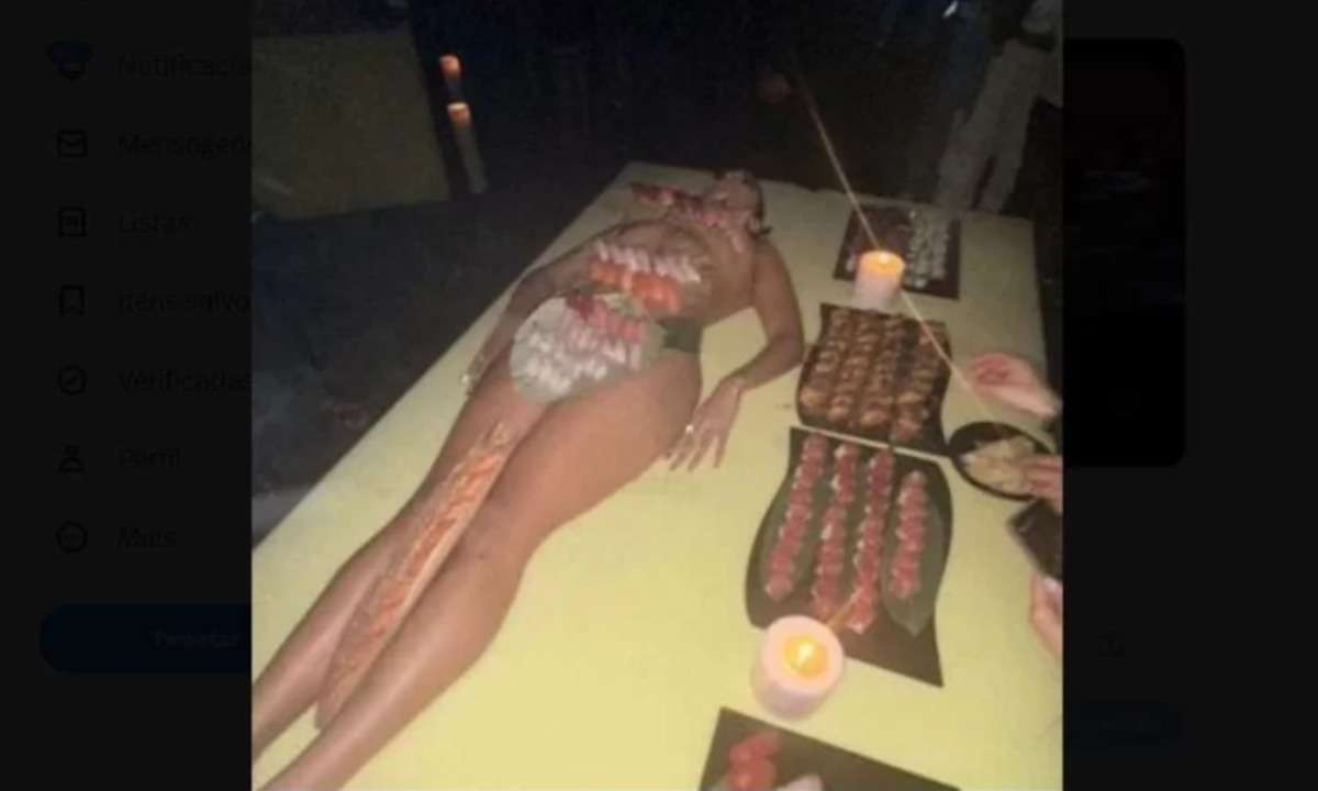 Kanye West serve sushi no corpo de mulheres em seu aniversário - Reprodução/Twitter