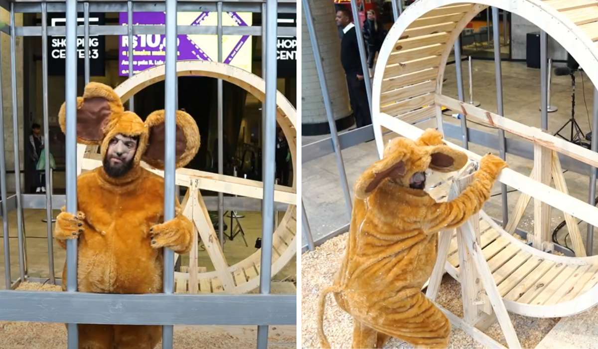 Humorista se veste de hamster em avenida de São Paulo - Reprodução / YouTube