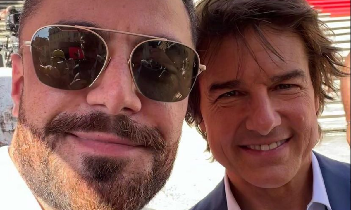 Felipe Titto e Tom Cruise se encontram na estreia de 'Missão: Impossível 7' - Reprodução/Redes sociais